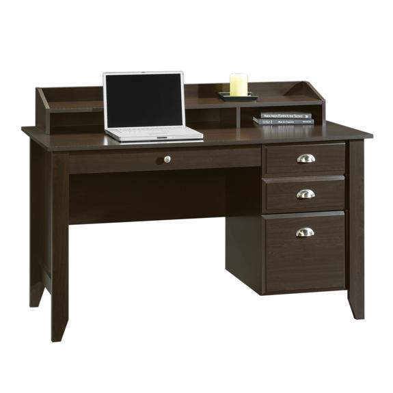 Sauder Shoal Creek Transitional Four Drawer Desk with Drop Front Keyboard Mousepad Darvin Furniture Desk Single Pedestal